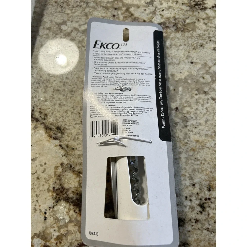 EKCO Winged Corkscrew Wine Opener Heavy Duty Die Cast New in Package